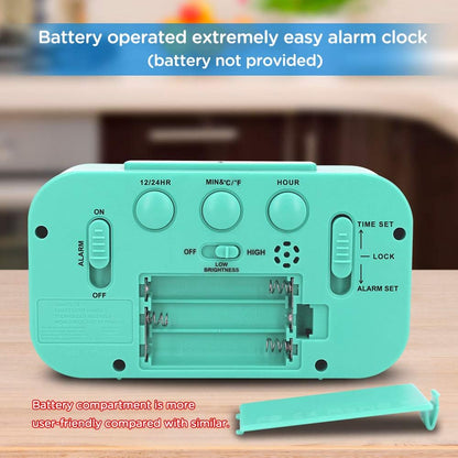 Night Light Digital Alarm Clock Battery Operated Indoor Temperature