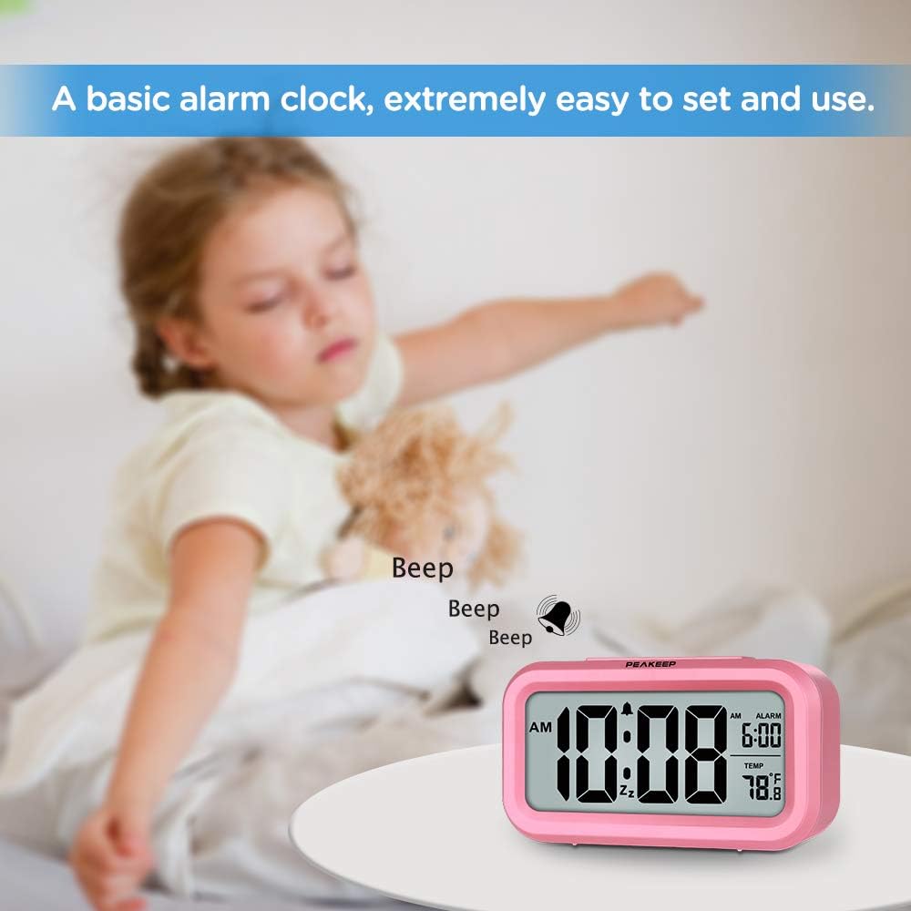 Night Light Digital Alarm Clock Battery Operated Indoor Temperature