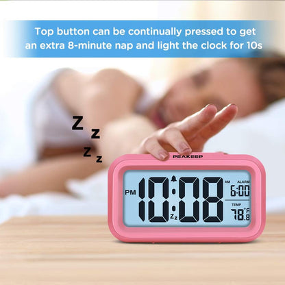 Night Light Digital Alarm Clock Battery Operated Indoor Temperature