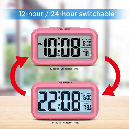 Night Light Digital Alarm Clock Battery Operated Indoor Temperature