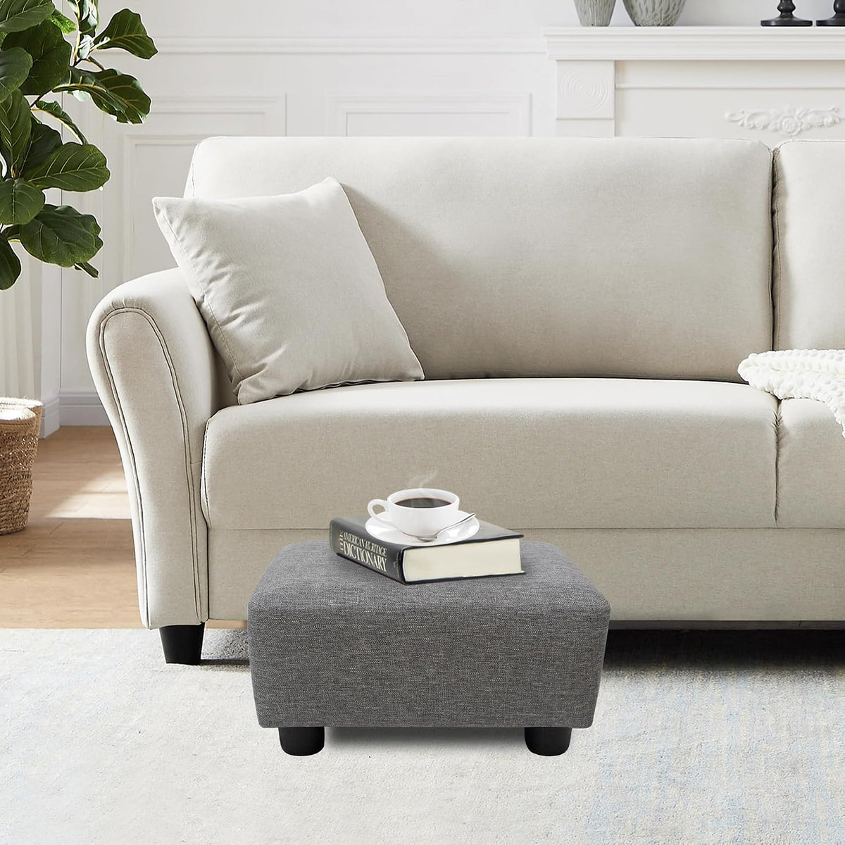 Small Foot Stool Ottoman Footstool with Legs Under Desk Footrest for Living Room Bedroom and Office, Soft Ivory White