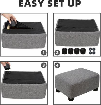 Small Foot Stool Ottoman Footstool with Legs Under Desk Footrest for Living Room Bedroom and Office, Soft Ivory White