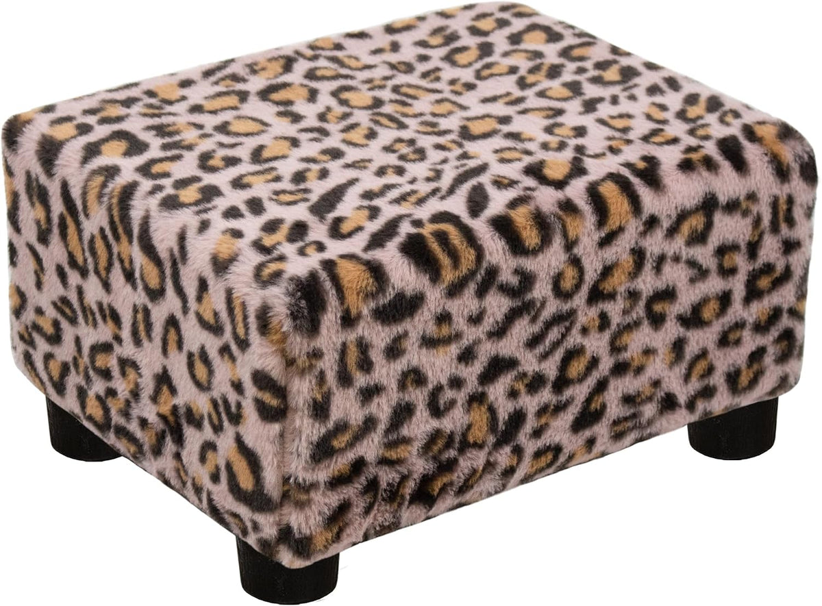 Small Foot Stool Ottoman Footstool with Legs Under Desk Footrest for Living Room Bedroom and Office, Soft Ivory White