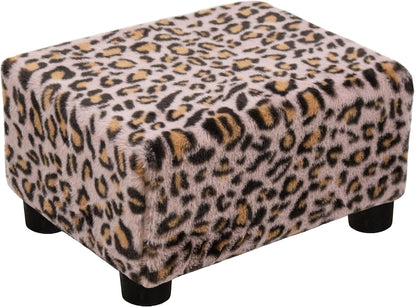Small Foot Stool Ottoman Footstool with Legs Under Desk Footrest for Living Room Bedroom and Office, Soft Ivory White
