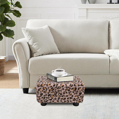 Small Foot Stool Ottoman Footstool with Legs Under Desk Footrest for Living Room Bedroom and Office, Soft Ivory White