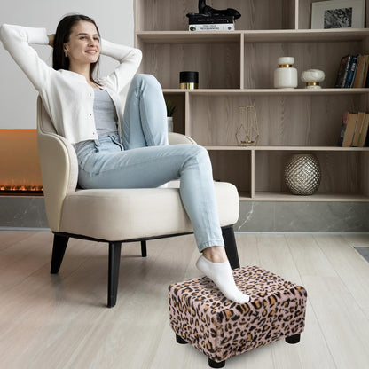 Small Foot Stool Ottoman Footstool with Legs Under Desk Footrest for Living Room Bedroom and Office, Soft Ivory White