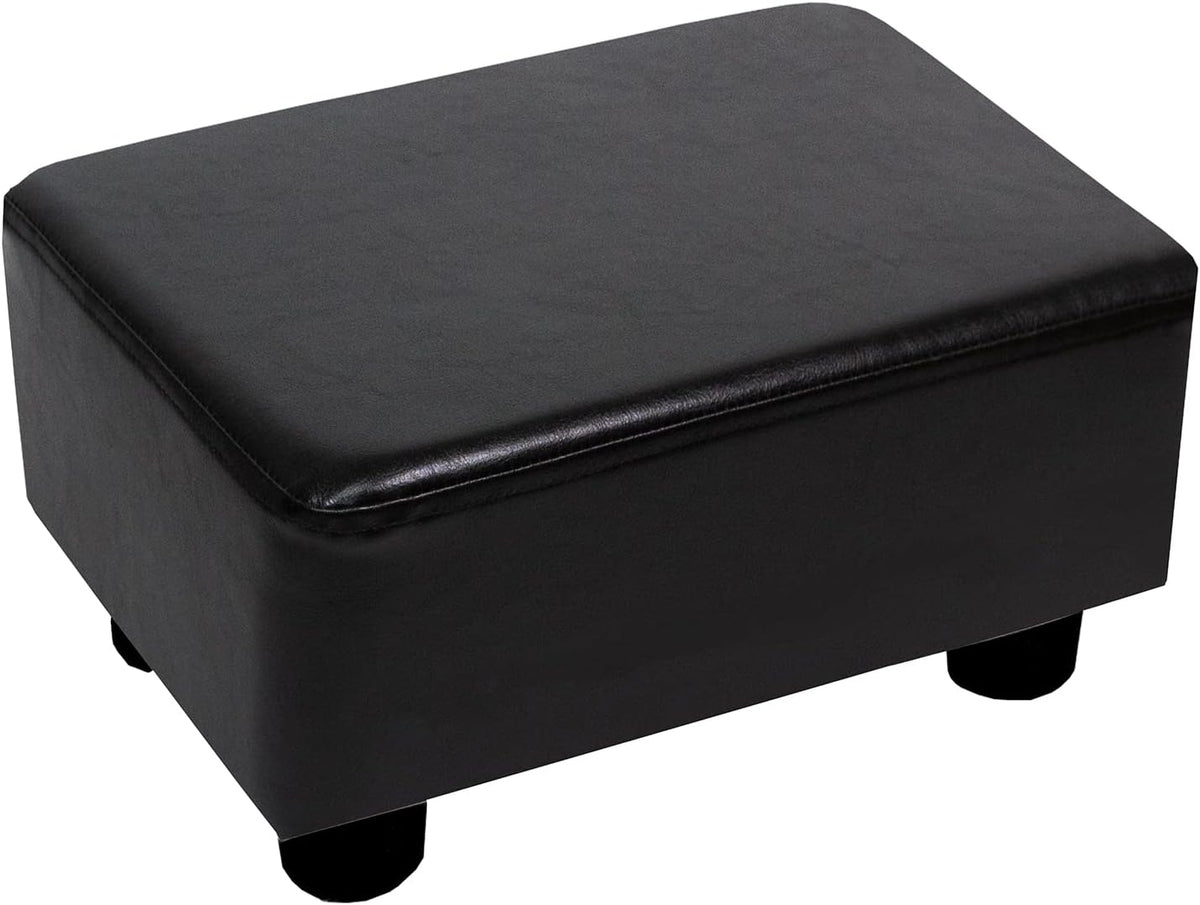 Small Foot Stool Ottoman Footstool with Legs Under Desk Footrest for Living Room Bedroom and Office, Soft Ivory White