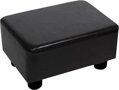 Small Foot Stool Ottoman Footstool with Legs Under Desk Footrest for Living Room Bedroom and Office, Soft Ivory White
