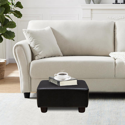 Small Foot Stool Ottoman Footstool with Legs Under Desk Footrest for Living Room Bedroom and Office, Soft Ivory White