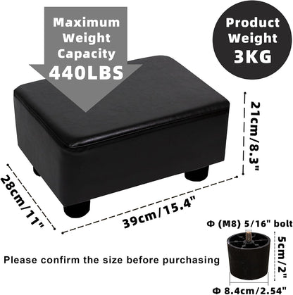 Small Foot Stool Ottoman Footstool with Legs Under Desk Footrest for Living Room Bedroom and Office, Soft Ivory White
