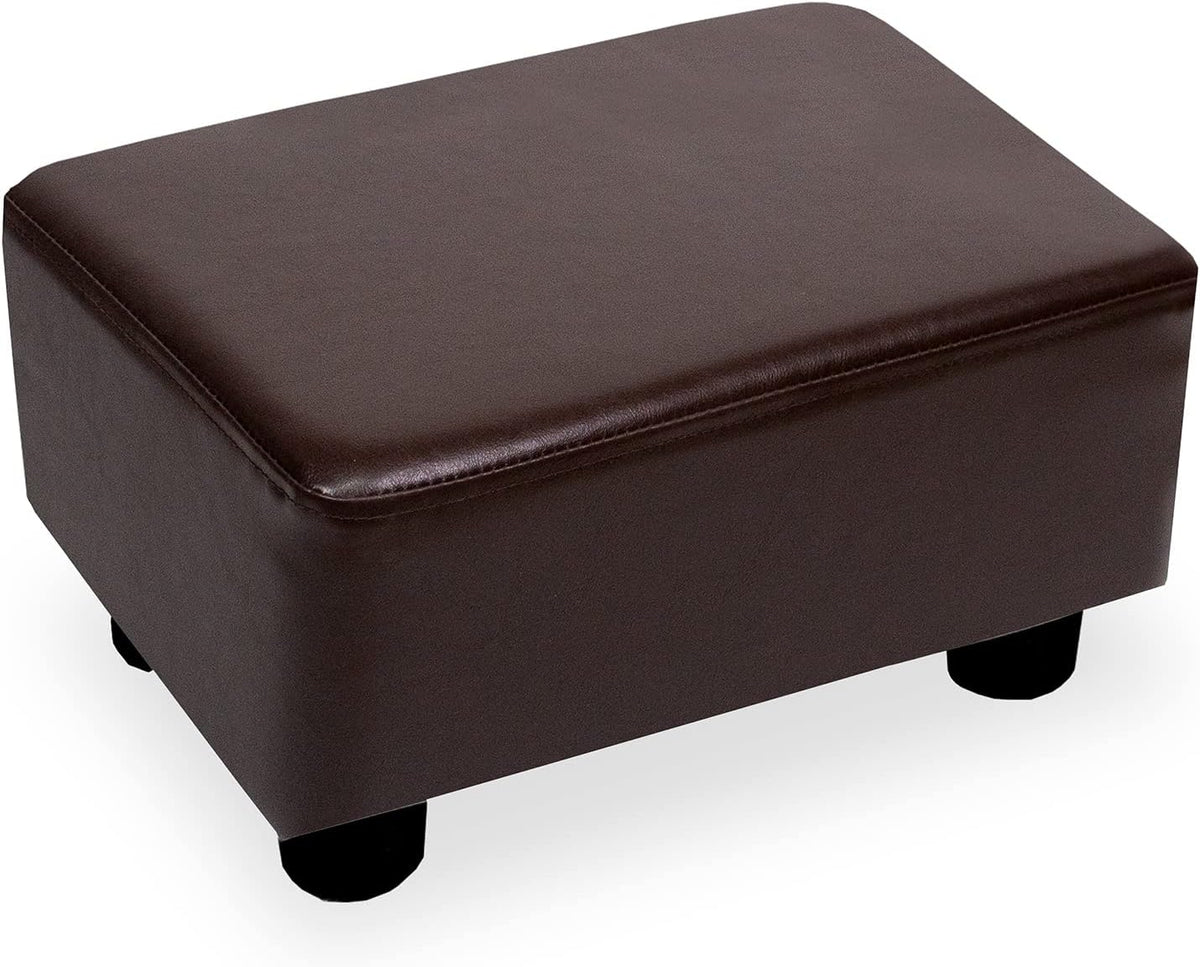Small Foot Stool Ottoman Footstool with Legs Under Desk Footrest for Living Room Bedroom and Office, Soft Ivory White