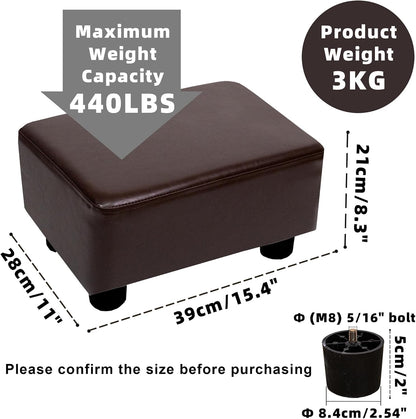 Small Foot Stool Ottoman Footstool with Legs Under Desk Footrest for Living Room Bedroom and Office, Soft Ivory White