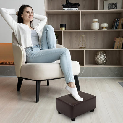 Small Foot Stool Ottoman Footstool with Legs Under Desk Footrest for Living Room Bedroom and Office, Soft Ivory White