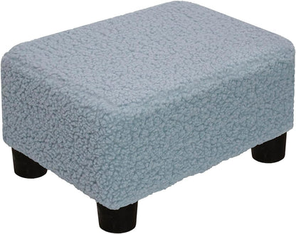 Small Foot Stool Ottoman Footstool with Legs Under Desk Footrest for Living Room Bedroom and Office, Soft Ivory White