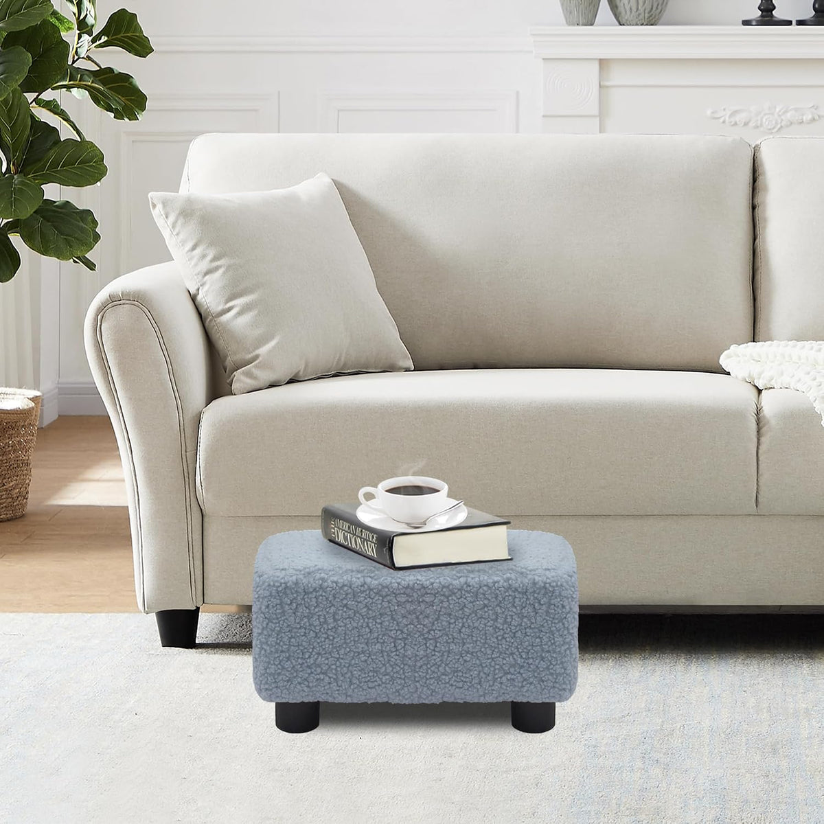 Small Foot Stool Ottoman Footstool with Legs Under Desk Footrest for Living Room Bedroom and Office, Soft Ivory White