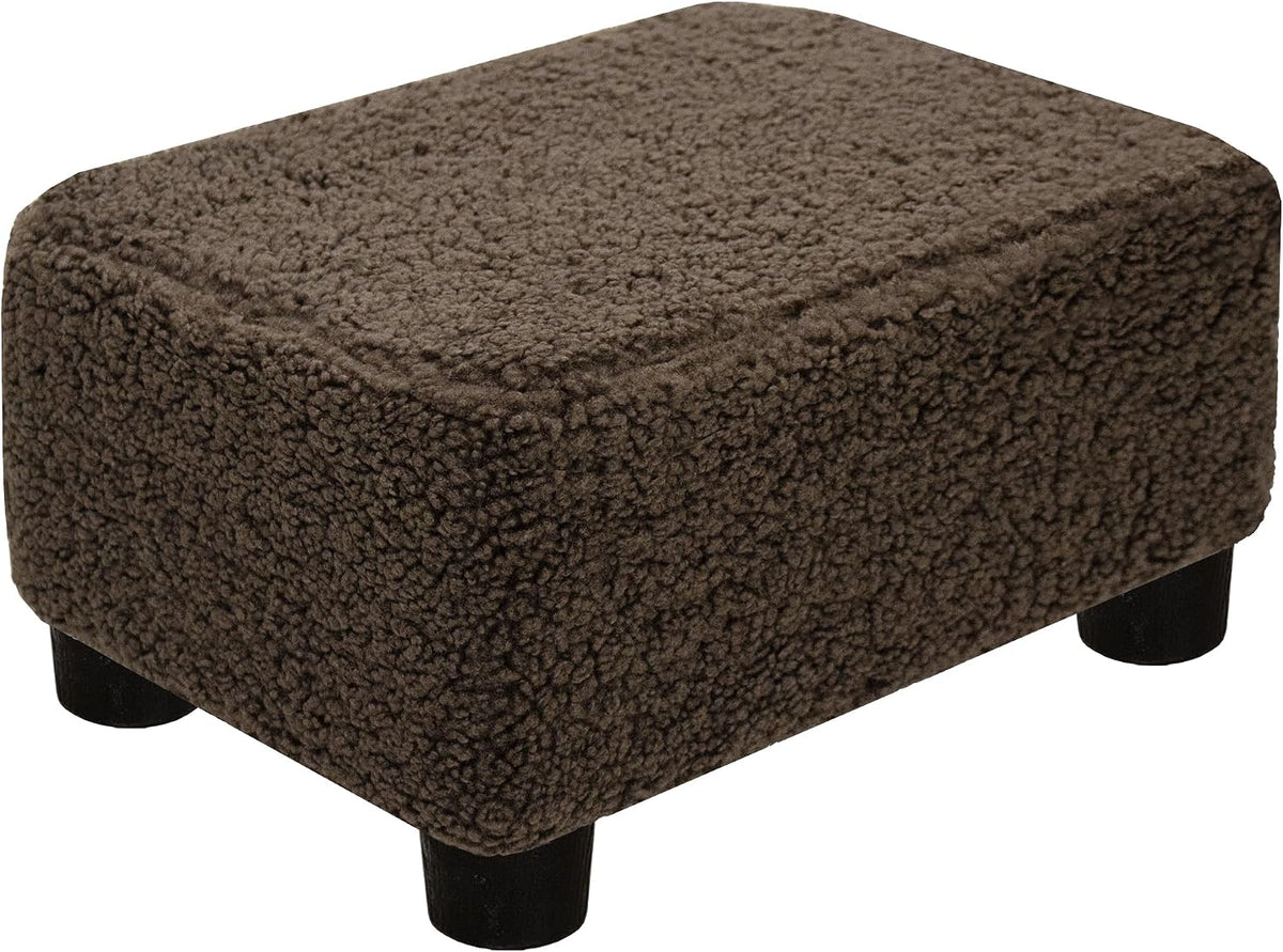 Small Foot Stool Ottoman Footstool with Legs Under Desk Footrest for Living Room Bedroom and Office, Soft Ivory White