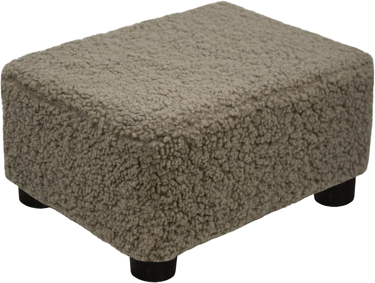 Small Foot Stool Ottoman Footstool with Legs Under Desk Footrest for Living Room Bedroom and Office, Soft Ivory White