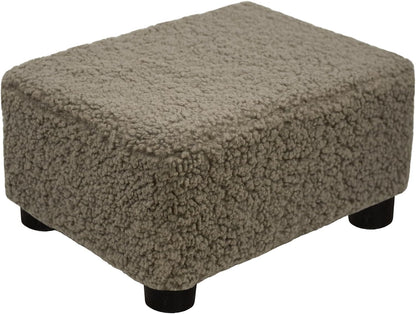 Small Foot Stool Ottoman Footstool with Legs Under Desk Footrest for Living Room Bedroom and Office, Soft Ivory White