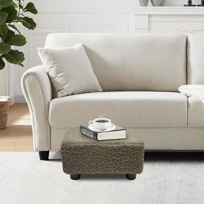 Small Foot Stool Ottoman Footstool with Legs Under Desk Footrest for Living Room Bedroom and Office, Soft Ivory White