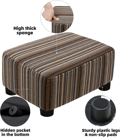 Small Foot Stool Ottoman Footstool with Legs Under Desk Footrest for Living Room Bedroom and Office, Soft Ivory White