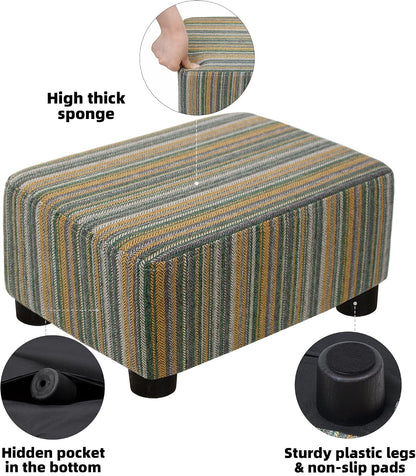 Small Foot Stool Ottoman Footstool with Legs Under Desk Footrest for Living Room Bedroom and Office, Soft Ivory White