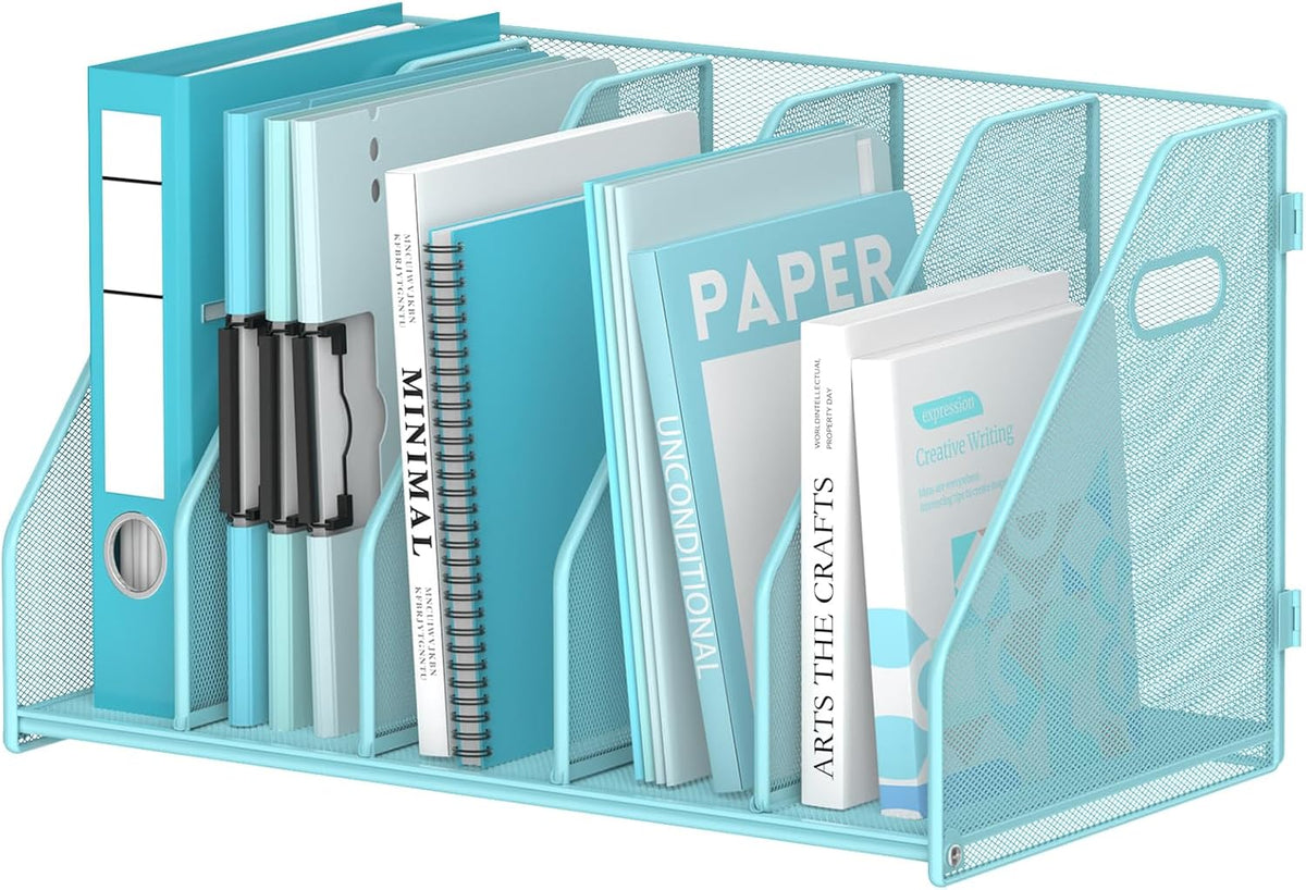 Binder Organizer, Magazine File Holder with 5 Vertical Rack, Black