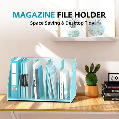 Binder Organizer, Magazine File Holder with 5 Vertical Rack, Black