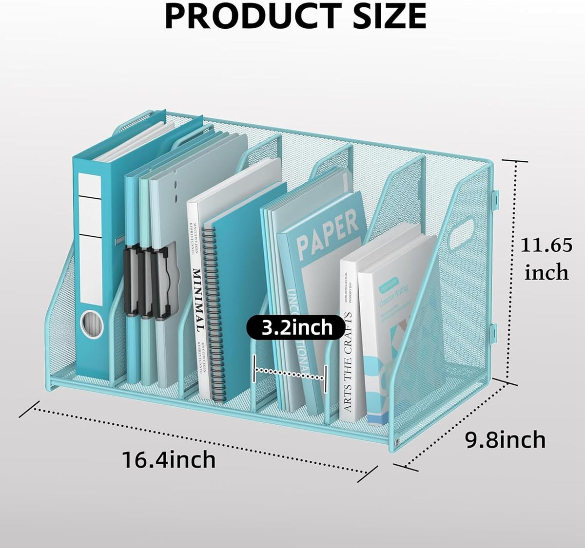 Binder Organizer, Magazine File Holder with 5 Vertical Rack, Black