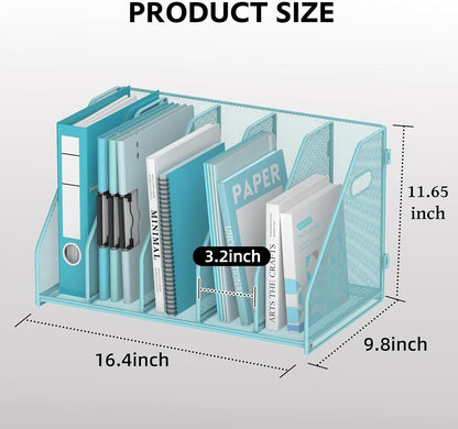 Binder Organizer, Magazine File Holder with 5 Vertical Rack, Black