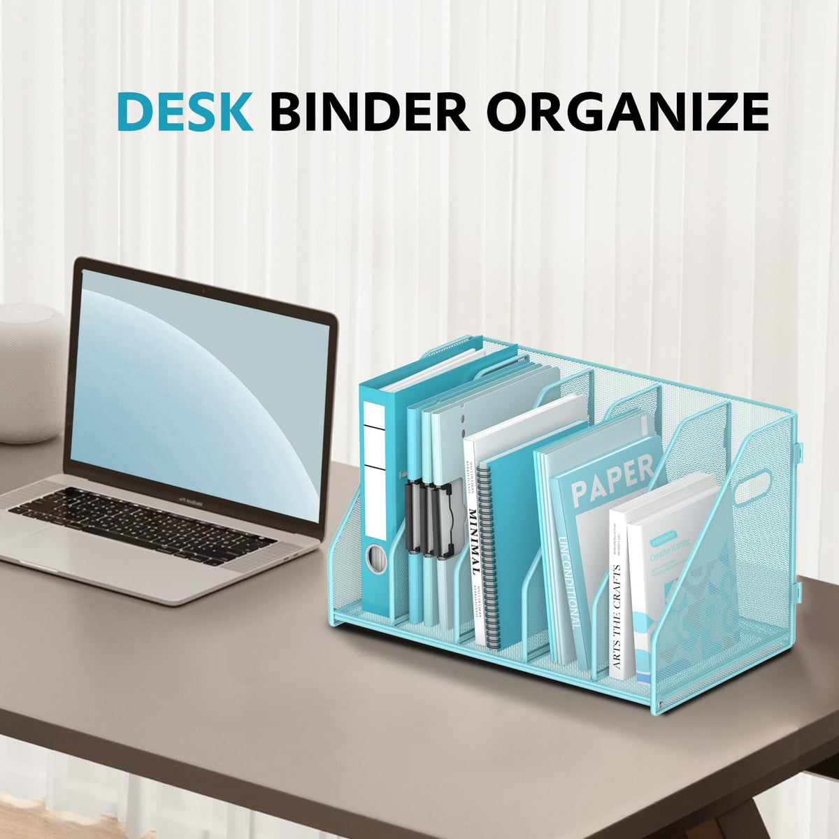Binder Organizer, Magazine File Holder with 5 Vertical Rack, Black