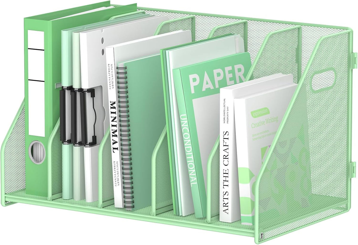 Binder Organizer, Magazine File Holder with 5 Vertical Rack, Black