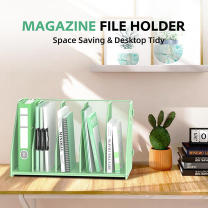 Binder Organizer, Magazine File Holder with 5 Vertical Rack, Black