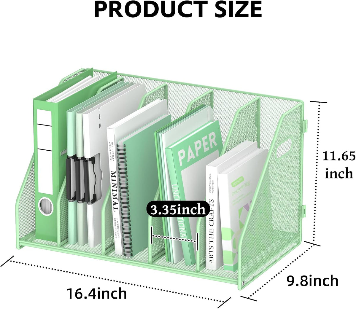 Binder Organizer, Magazine File Holder with 5 Vertical Rack, Black
