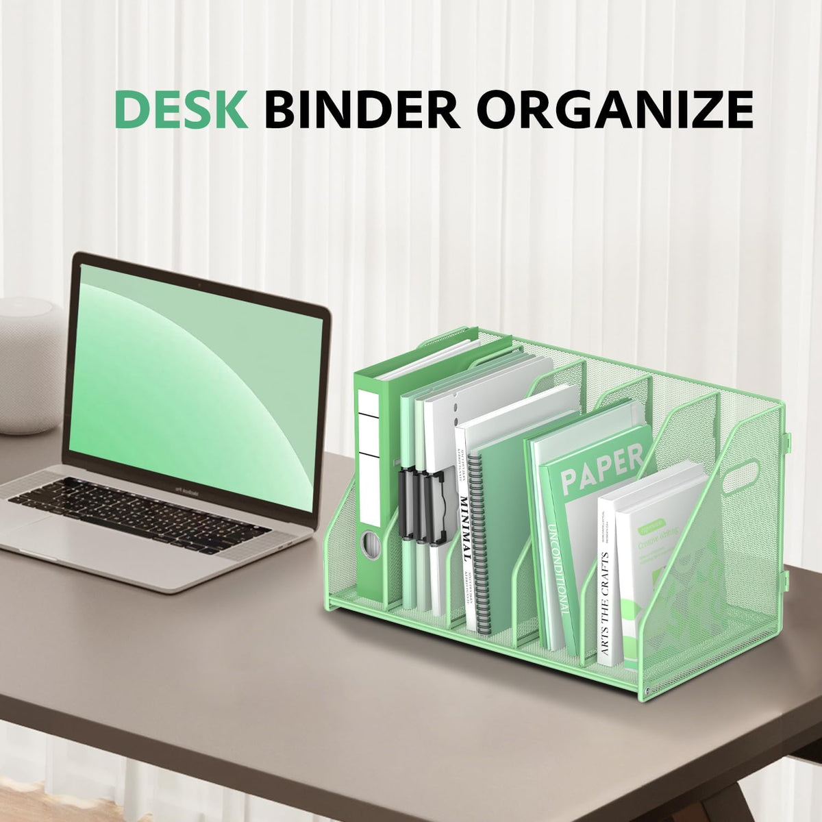 Binder Organizer, Magazine File Holder with 5 Vertical Rack, Black