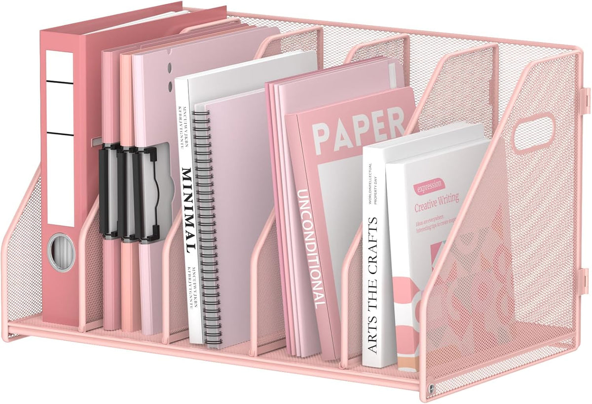 Binder Organizer, Magazine File Holder with 5 Vertical Rack, Black