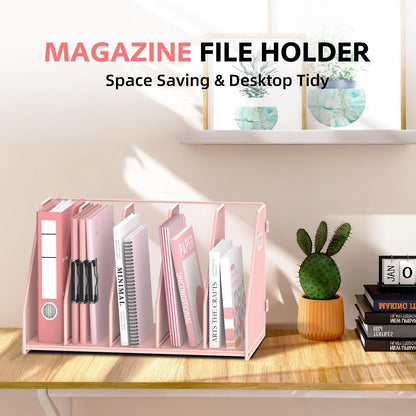 Binder Organizer, Magazine File Holder with 5 Vertical Rack, Black