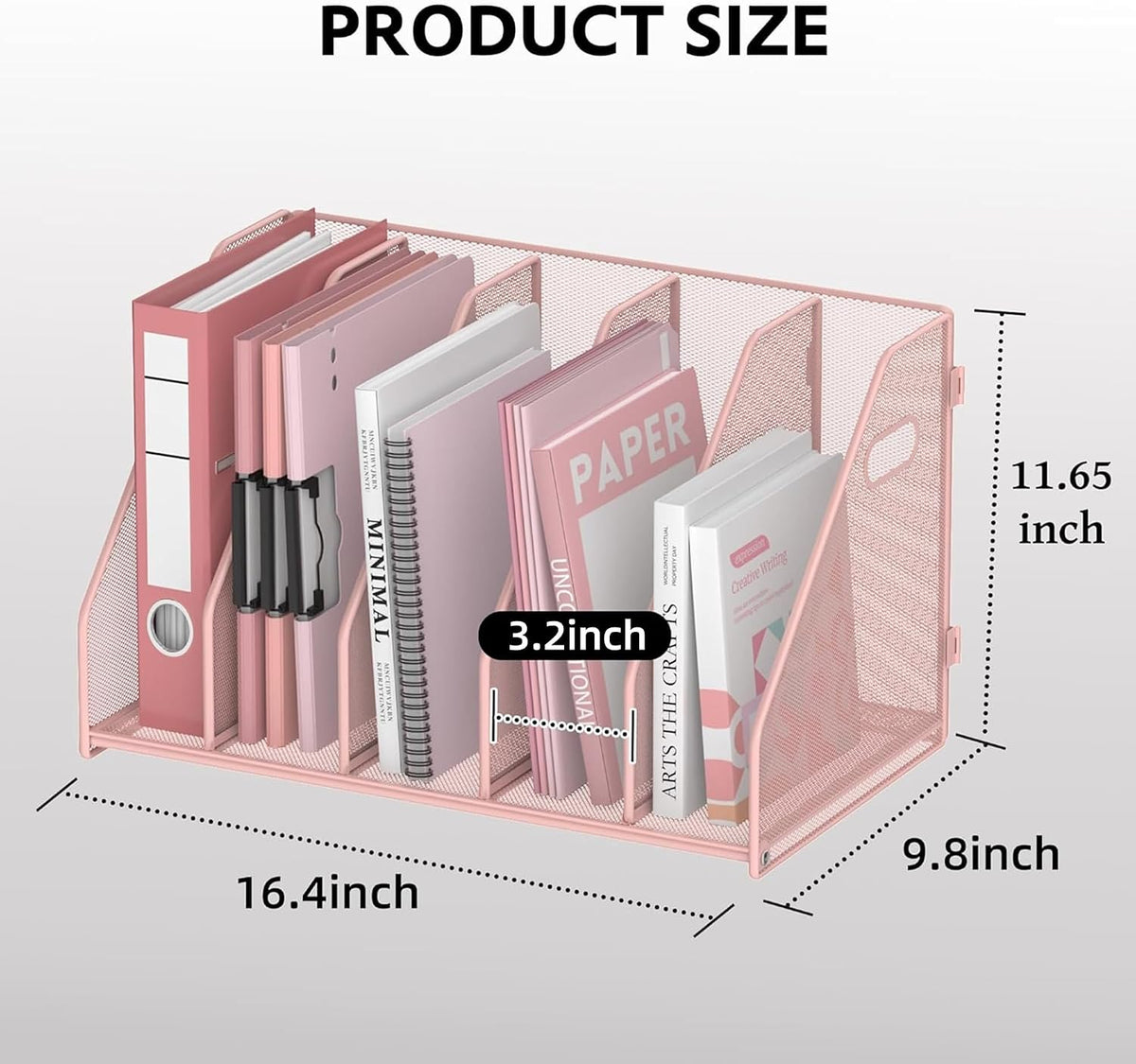 Binder Organizer, Magazine File Holder with 5 Vertical Rack, Black