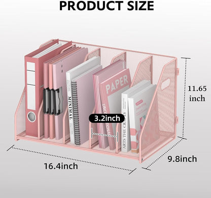 Binder Organizer, Magazine File Holder with 5 Vertical Rack, Black