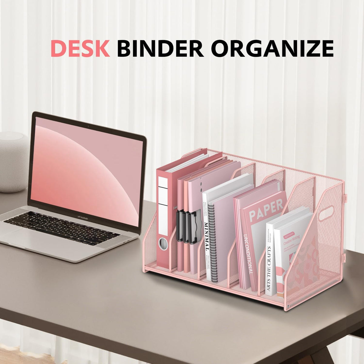 Binder Organizer, Magazine File Holder with 5 Vertical Rack, Black