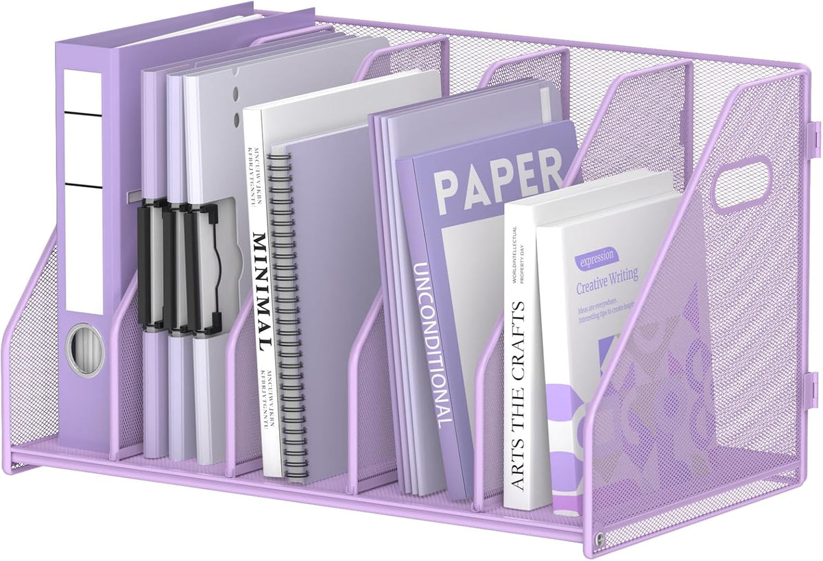 Binder Organizer, Magazine File Holder with 5 Vertical Rack, Black