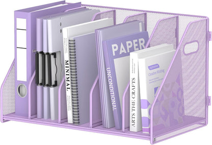 Binder Organizer, Magazine File Holder with 5 Vertical Rack, Black