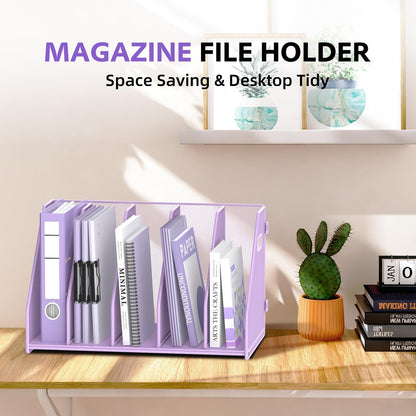 Binder Organizer, Magazine File Holder with 5 Vertical Rack, Black