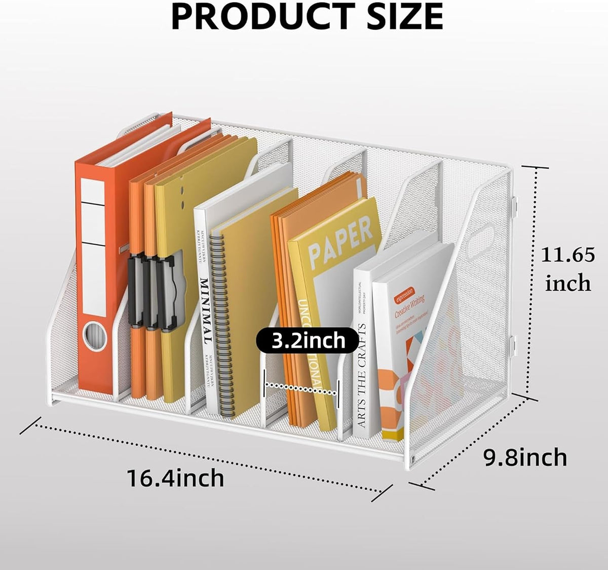 Binder Organizer, Magazine File Holder with 5 Vertical Rack, Black