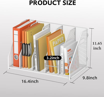 Binder Organizer, Magazine File Holder with 5 Vertical Rack, Black