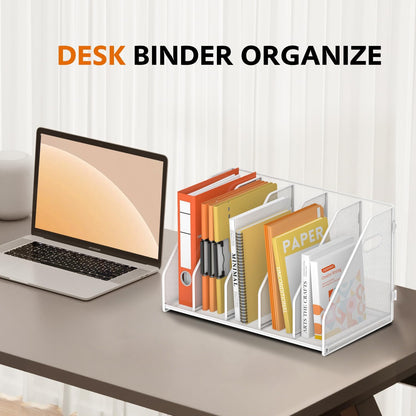 Binder Organizer, Magazine File Holder with 5 Vertical Rack, Black