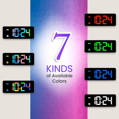 Alarm Clock for Kids -Digital Clock with 7 Color, 4 Dimmable Backlight & 3 Adjustable Volumes, 12/24 Hour, Snooze, Small Clocks for Classroom Bedroom