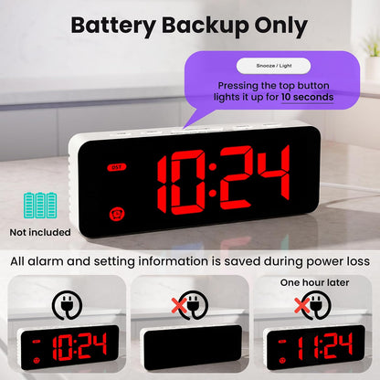 Alarm Clock for Kids -Digital Clock with 7 Color, 4 Dimmable Backlight & 3 Adjustable Volumes, 12/24 Hour, Snooze, Small Clocks for Classroom Bedroom