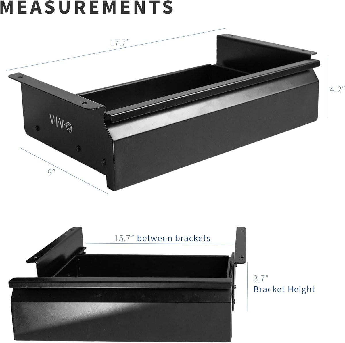Black 16 x 9 inch Under Desk Slide Out Drawer, DESK-AC03A-B