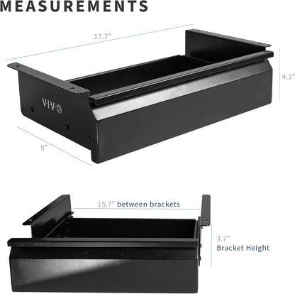 Black 16 x 9 inch Under Desk Slide Out Drawer, DESK-AC03A-B
