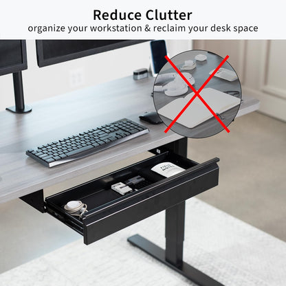Black 16 x 9 inch Under Desk Slide Out Drawer, DESK-AC03A-B